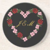 Black stoneware coasters with a pink and red heart getränkeuntersetzer (Vorne)