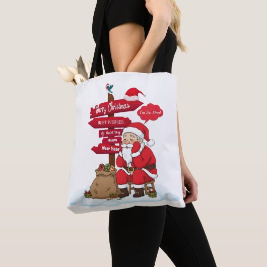 Black Strap Stressed Santa Funny Direction Sign Ch Tasche (Von Nahem)