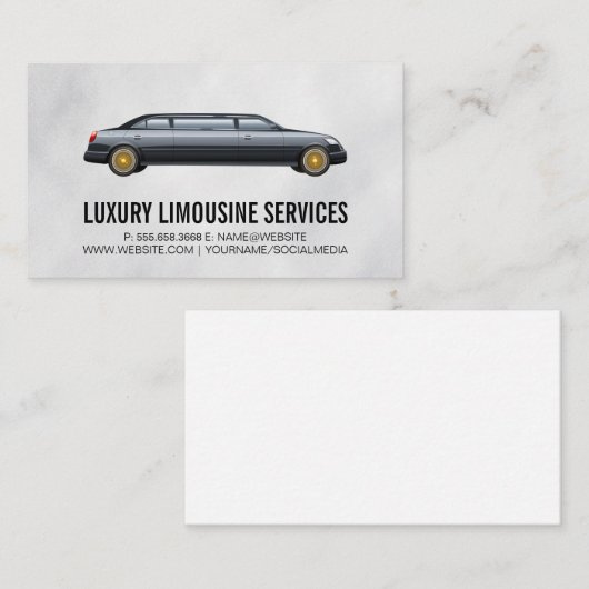 Black Stretch Limo Visitenkarte (Vorne/Hinten)