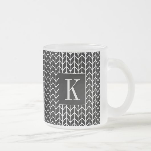 BLACK STRICK Mattiert Glass Tasse + Initial II (Rechts)