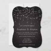 Black String Lights QR Code Festive Wedding Einladung (Vorderseite)