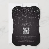 Black String Lights QR Code Festive Wedding Einladung (Rückseite)
