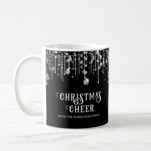 Black String Lights Weihnachts-Party Kaffeetasse (Links)