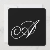 Black Strip Babydusche Monogramm Einladung (Rückseite)