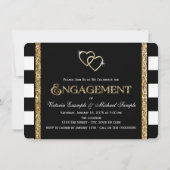 Black Strip Gold Glitzer-Engagement-Partei Einladung (Rückseite)