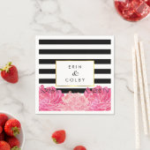 Black Strip & Pink Peony Serviette (Beispiel)