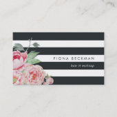 Black Strip & Pink Peony Visitenkarte (Vorderseite)