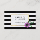 Black Strip und Lila Pansy Business Cards Visitenkarte (Vorderseite)