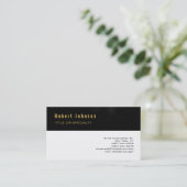 Black Strip White Background Gold Business Card Visitenkarte (Stehend Vorderseite)