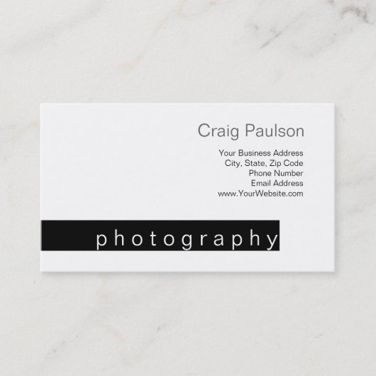 Black Strip White Trend Fotografy Business Card Visitenkarte (Vorderseite)