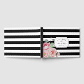 Black Stripe & Antique Peony Wedding Gästebuch (Voll)