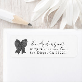 Black Stripe Bow Ribbon Return Address