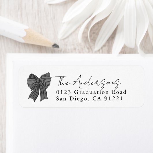 Black Stripe Bow Ribbon Return Address (Insitu)