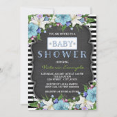 Black Stripe Boys Chalk Babydusche Einladung (Vorderseite)