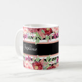 Black Stripe Burgundy Personalisierter Name Kaffeetasse (Vorderseite Links)