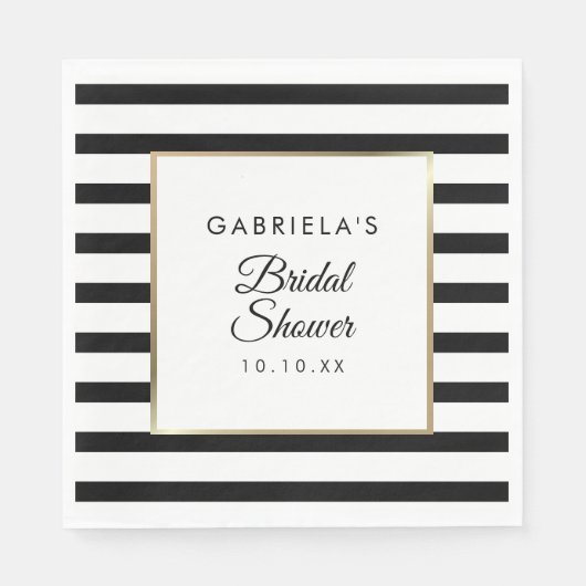 Black Stripe Elegantes Gold Brautparty Napkins Serviette (Vorderseite)