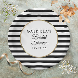 Black Stripe Elegantes Gold Brautparty Pappteller