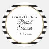 Black Stripe Elegantes Gold Brautparty Runder Aufkleber (Vorderseite)
