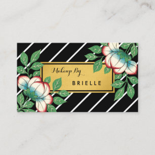 Black Stripe Floral Visagist Visitenkarte