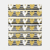 Black Stripe Gold Heart Glam Muster (1) Fleecedecke (Vorderseite)