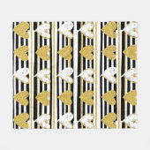 Black Stripe Gold Heart Glam Muster (1) Fleecedecke (Vorderseite (Horizontal))