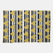 Black Stripe Gold Heart Glam Muster (2) Geschirrtuch (Horizontal)