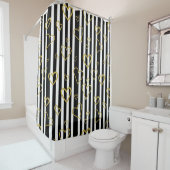 Black Stripe Gold Heart Glam Pattern (6) Duschvorhang (Beispiel)