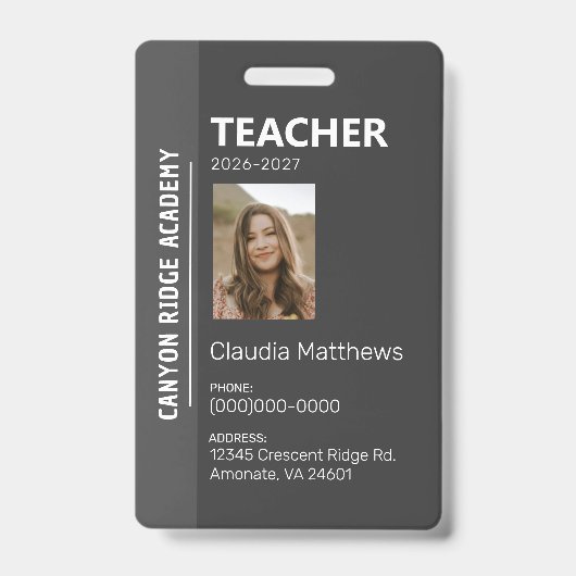 Black Stripe Homeschool Educator ID Badge Ausweis (Vorderseite)