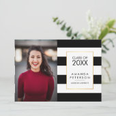 Black Stripe Imitate Goldrahmen Abschluss Einladun Einladung (Stehend Vorderseite)