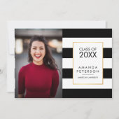 Black Stripe Imitate Goldrahmen Abschluss Einladun Einladung (Vorderseite)