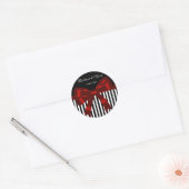 Black Stripe Red Bow Wedding Runder Aufkleber (Umschlag)