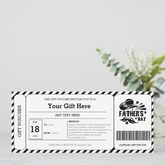 Black Stripe Vatertag Geschenkgutschein (Stehend Vorderseite)
