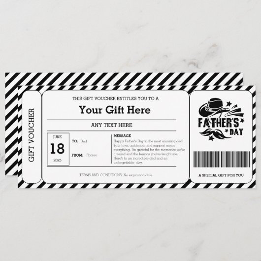 Black Stripe Vatertag Geschenkgutschein (Vorne/Hinten)