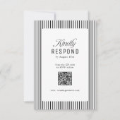Black Striped Elegance Classy QR Code Wedding RSVP Karte (Vorderseite)