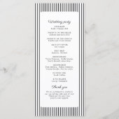 Black Striped Elegance Classy Wedding Program Menükarte (Rückseite)