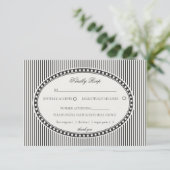 Black Striped Harlequin Pattern Wedding RSVP Begleitkarte (Stehend Vorderseite)
