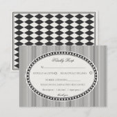 Black Striped Harlequin Pattern Wedding RSVP Begleitkarte (Vorne/Hinten)