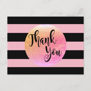 Black Striped Vielen Dank Pink Hochzeit Postkarte