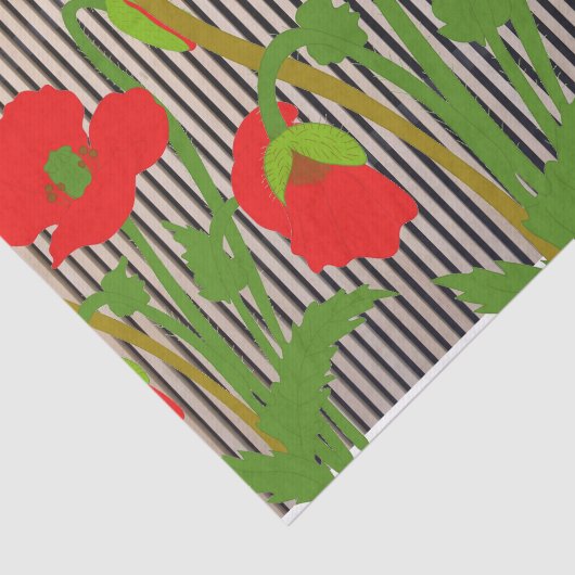 BLACK STRIPEN UND ROTE POPPIEN Gewebepapier Seidenpapier (Ausschnitt)