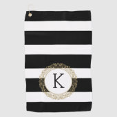 Black Stripes Bloral Gold Circle Golfhandtuch (Vorderseite)