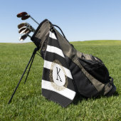 Black Stripes Bloral Gold Circle Golfhandtuch (Gras)