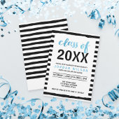 Black Stripes Blue Class of 2023 Graduation Party Einladung