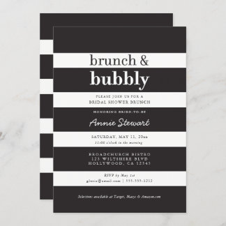 Black Stripes Brunch & Bubbly Brautparty Einladung