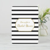 Black Stripes Gold Bridal Einladungen (Stehend Vorderseite)