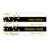 Black Stripes Gold Confetti Backetiketten (Vorne)