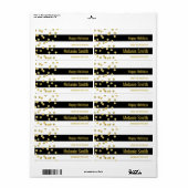 Black Stripes Gold Confetti Backetiketten (Vorne)