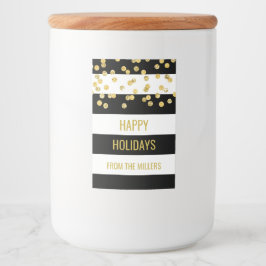 Black Stripes Gold Confetti Custom Christmas Lebensmitteletikett