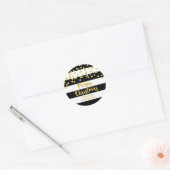 Black Stripes Gold Confetti Frohe Weihnachten Cust Runder Aufkleber (Umschlag)