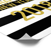 Black Stripes Gold Confetti Frohes Neues Jahr 2018 Poster (Ecke)