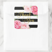 Black Stripes Gold Floral Vielen Dank für Ihr Inte Quadratischer Aufkleber (Tasche)